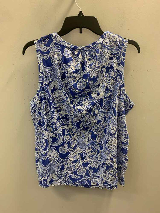 RAFAELLA Tops Size XXL BLU/WHT Floral SLEEVELESS TOP