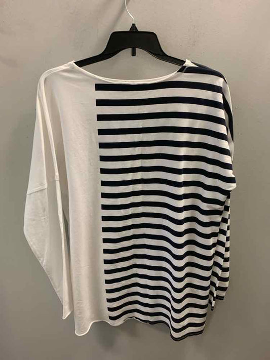 CROWN & IVY Tops Size XXL WHT/NAVY/ORG Stripe LONG SLEEVES NWT TOP