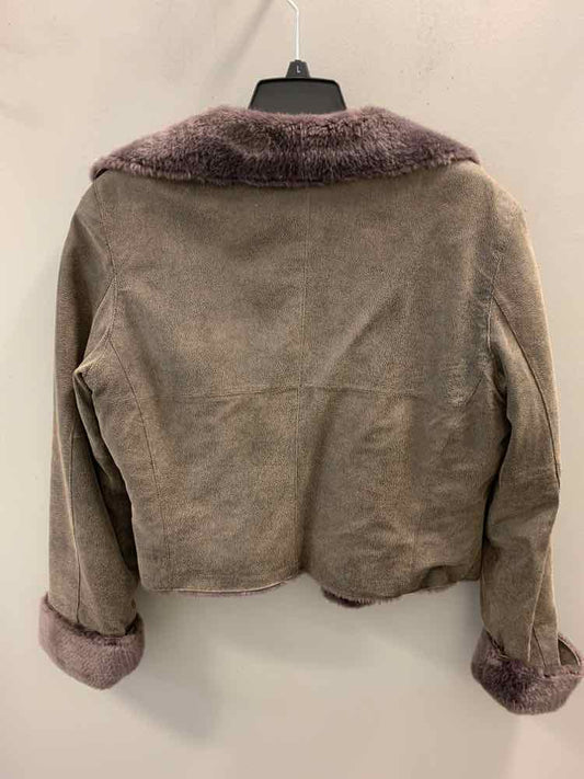 USED ROPER JACKETS / COATS Size L Taupe Leather SHORT Coat