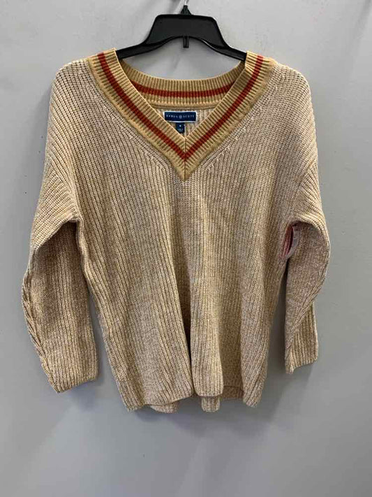 KAREN SCOTT Tops Size M TAN/BURNT ORANGE LONG SLEEVES Sweater