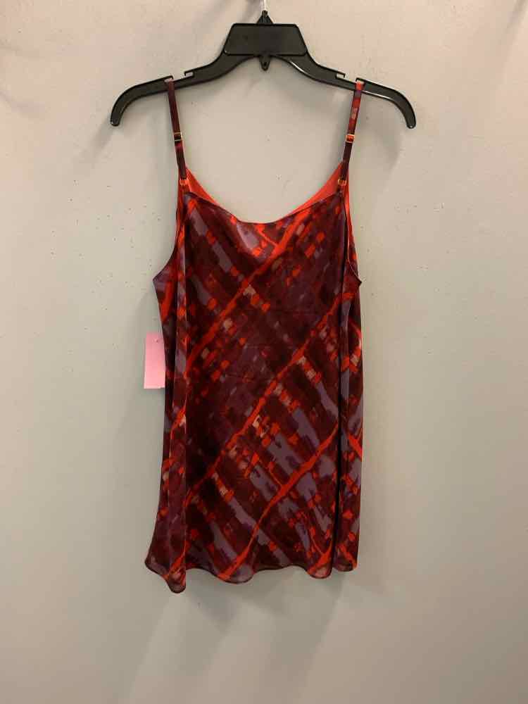 CABI Tops Size M RED/PLUM CRISS CROSS SPAGHETTI STRAP TOP