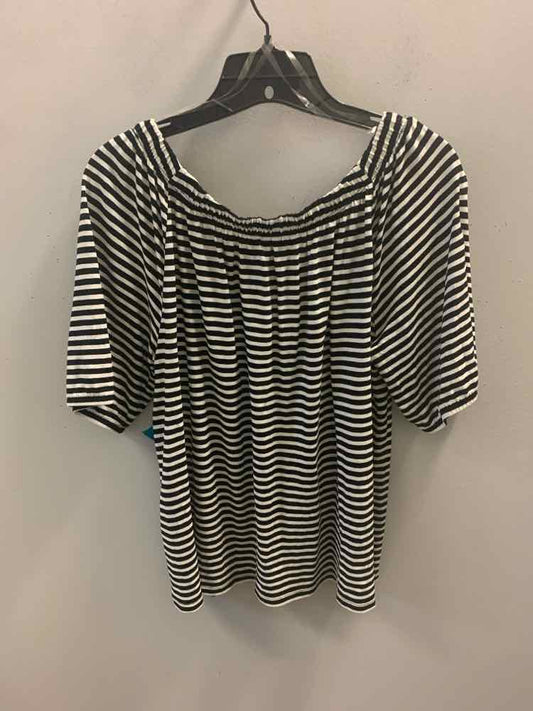 TALBOTS Tops Size XL BLK/WHT Stripe SHORT SLEEVES TOP