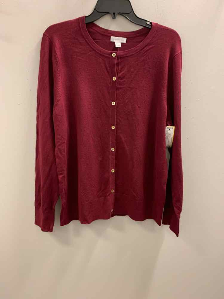 NWT CHARTER CLUB PLUS SIZES Size XXL BURGANDY LONG SLEEVES Cardigan