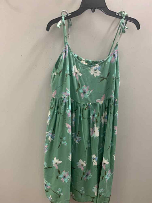 USED SO Dresses and Skirts Size XL GRN WHT/BLU/PNK FLOWERS SPAGHETTI STRAP Dress
