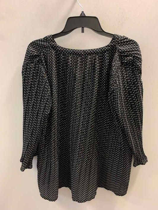 CROFT & BARROW Tops Size L BLK/WHT DOTS 3/4 LENGTH TOP