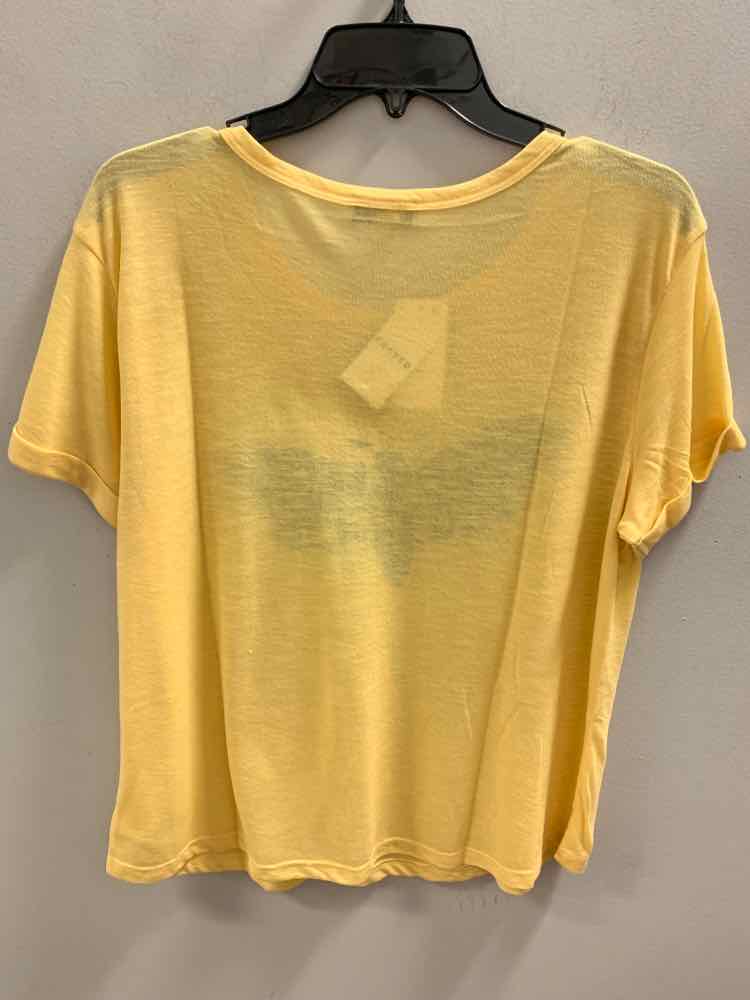 NWT FRAYED Tops Size L Yellow SHORT SLEEVES TOP