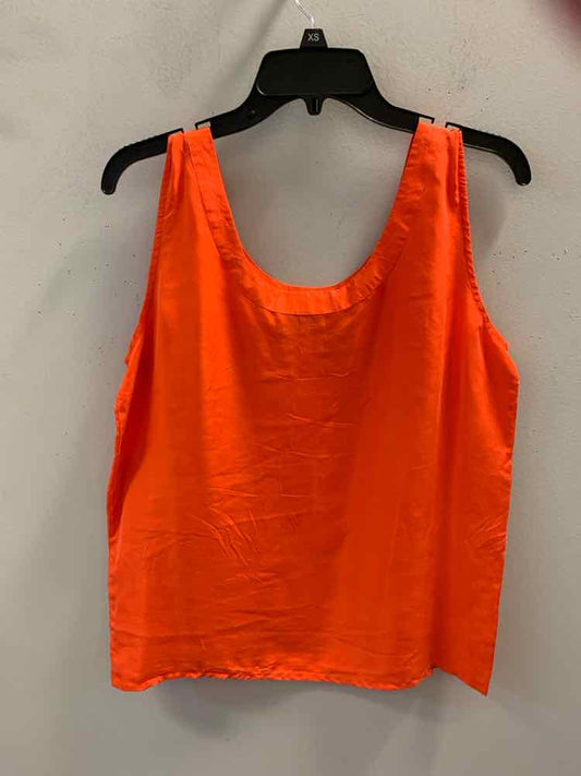 PRE-OWNED PAT ARGENTI Tops Size M Orange Silk SLEEVELESS TOP