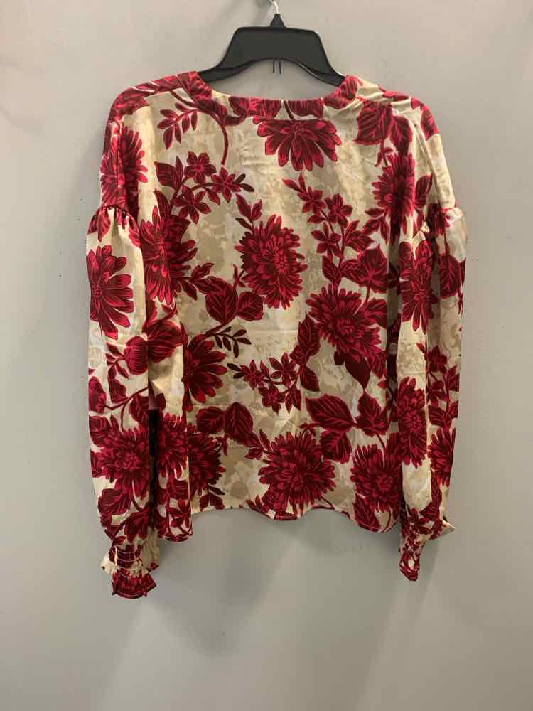 NWT CUPIO Tops Size XL RED/PNK/BGE Floral LONG SLEEVES TOP