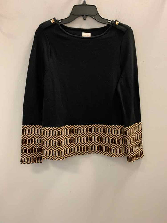 CHICO'S NWT Tops Size 0 BLK/BGE TRIBAL LONG SLEEVES TOP