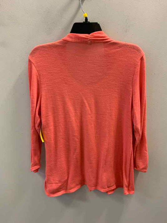 NOTATIONS Tops Size PL CORAL/WHT CARDIGAN TOP