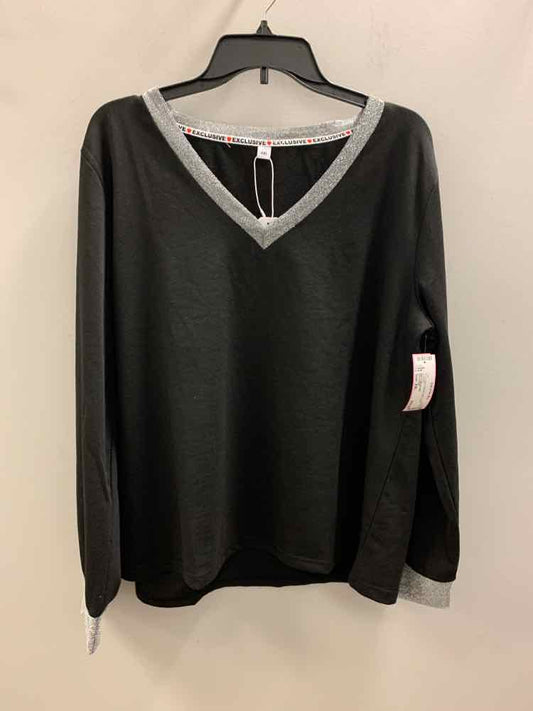 Size XXL EXCLUSIVE BLK/SILVER LONG SLEEVES TOP
