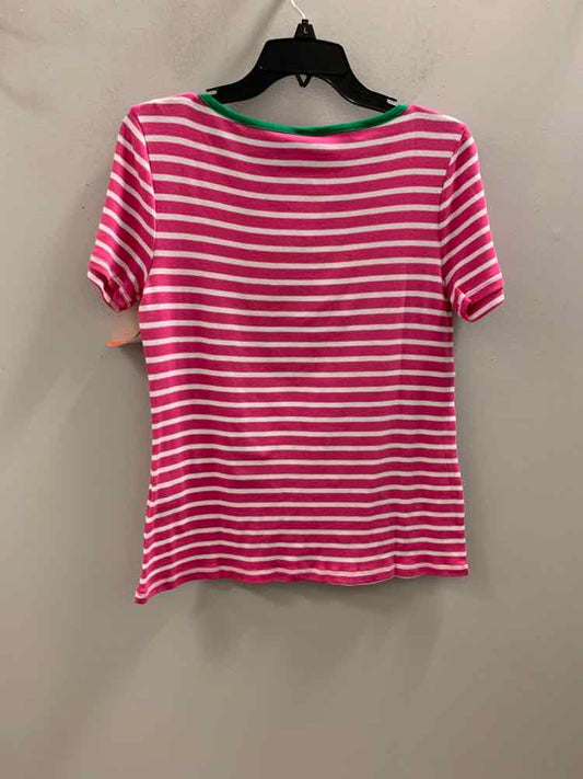 NWT CHARTER CLUB Tops Size M PNK/WHT/GRN Stripe SHORT SLEEVES TOP