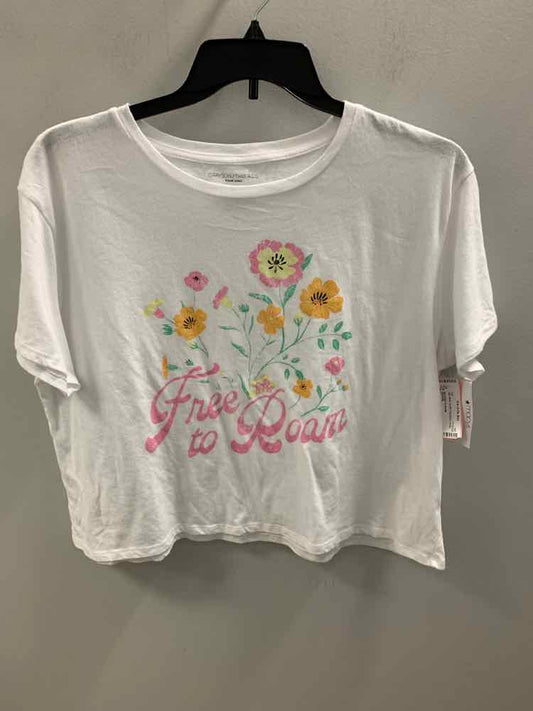 Size XL GRAYSON White SHORT SLEEVES Floral TOP