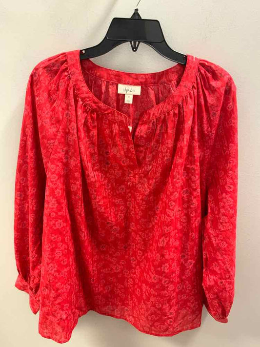 Size 3X STYLE & CO Red LONG SLEEVES NWT Floral TOP