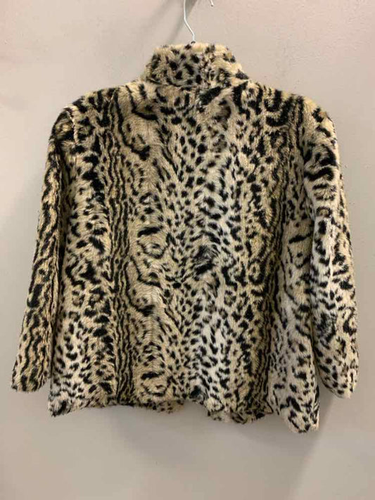 Size 1 CHICO'S BLK/BRN Animal Print LONG SLEEVES Coat