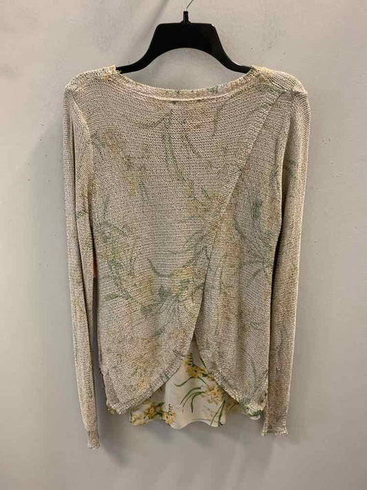 SIONI Tops Size M BEG/YEL/GRN Floral LONG SLEEVES TOP