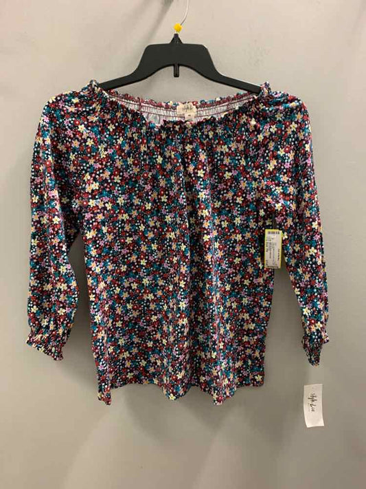 Size PM STYLE & CO BLK/MULTI-COLOR Floral LONG SLEEVES TOP
