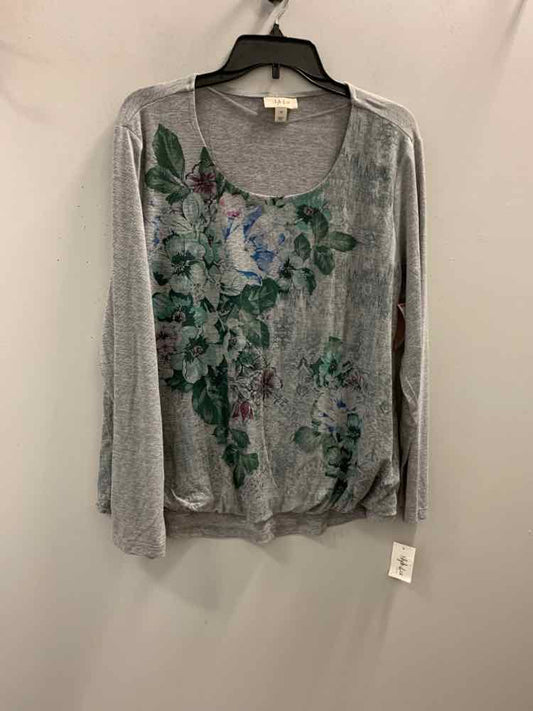 NWT STYLE & CO PLUS SIZES Size 1X Gray FILIGREE LONG SLEEVES TOP