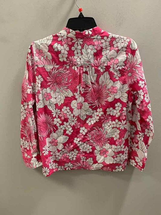 ALFRED DUNNER Tops Size 8 HT PINK/WHT Floral LONG SLEEVES TOP