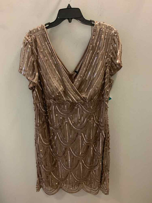 NWT MARINA Dresses and Skirts Size 16 Taupe Sequined SHORT SLEEVES Dress