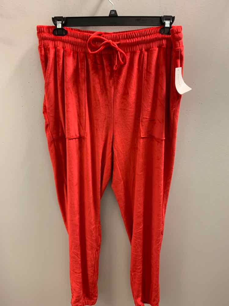 NWT Size XL CHARTER CLUB BOTTOMS Red Velour JOGGER Pants