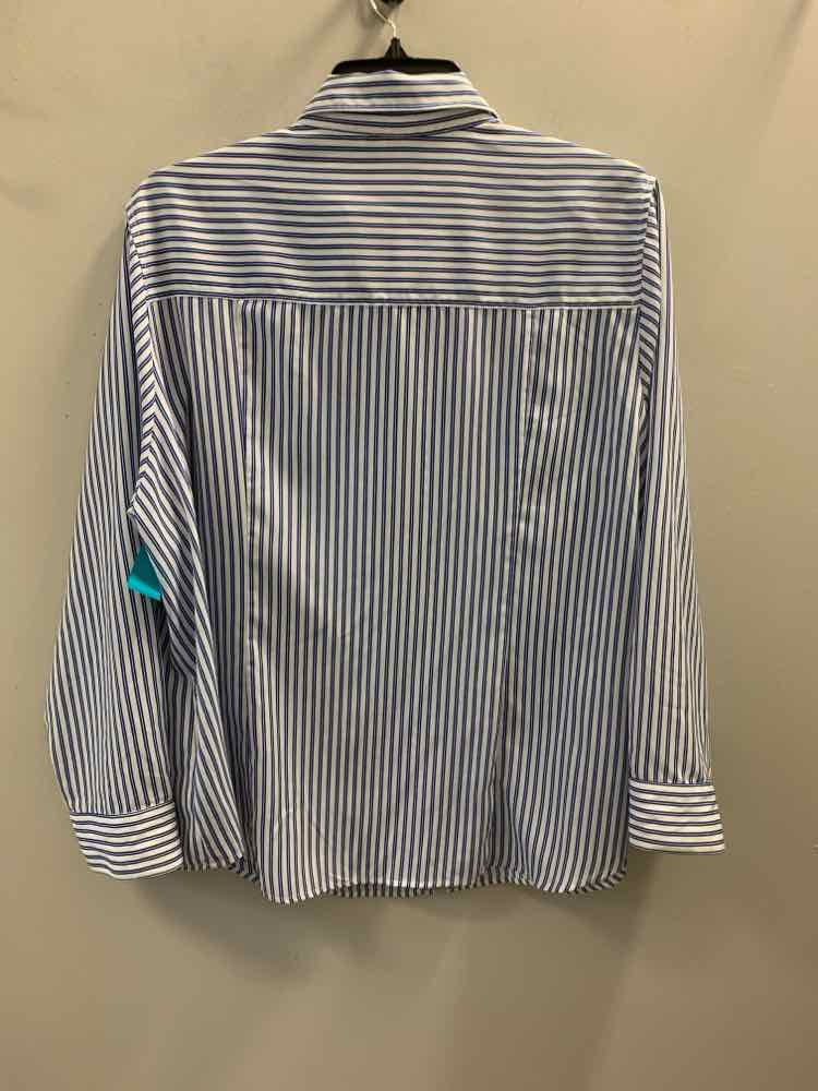 MICHAEL KORS PLUS SIZES Size 3X BLU/WHT Stripe LONG SLEEVES TOP